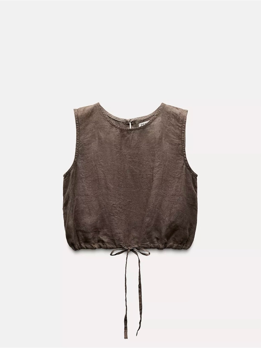 Zara tied 100% linen brown top